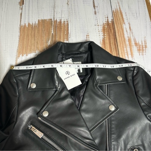 Anine Bing Lamb Leather Black Moto Biker Jacket Size XS - Picture 13 of 16